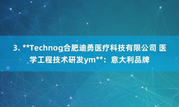 3. **Technog合肥迪勇医疗科技有限公司 医学工程技术研发ym**:意大利品牌